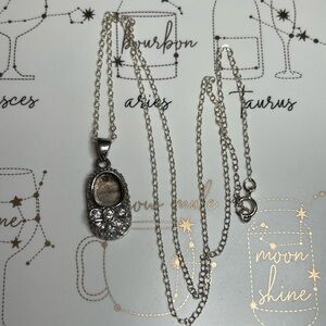 Vintage Designer 925 Sterling Silver Baby Shoe Pendant Necklace